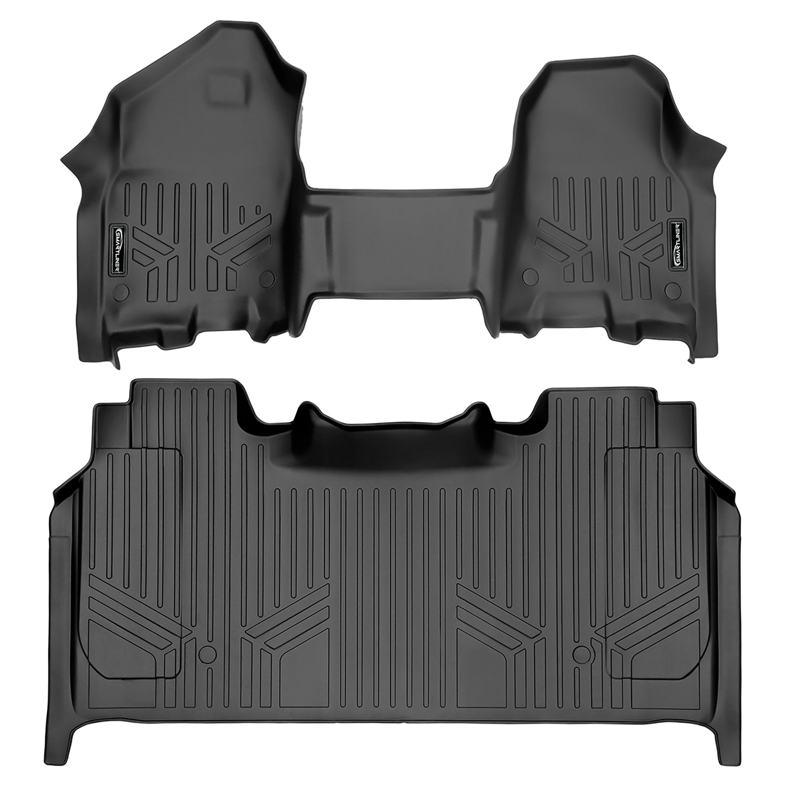 SMARTLINER 2019 - 2024 Ram 1500 Crew Cab Custom Fit Floor Liners - 1st & 2nd Rows - Bench - Over Hump - W/ Storage