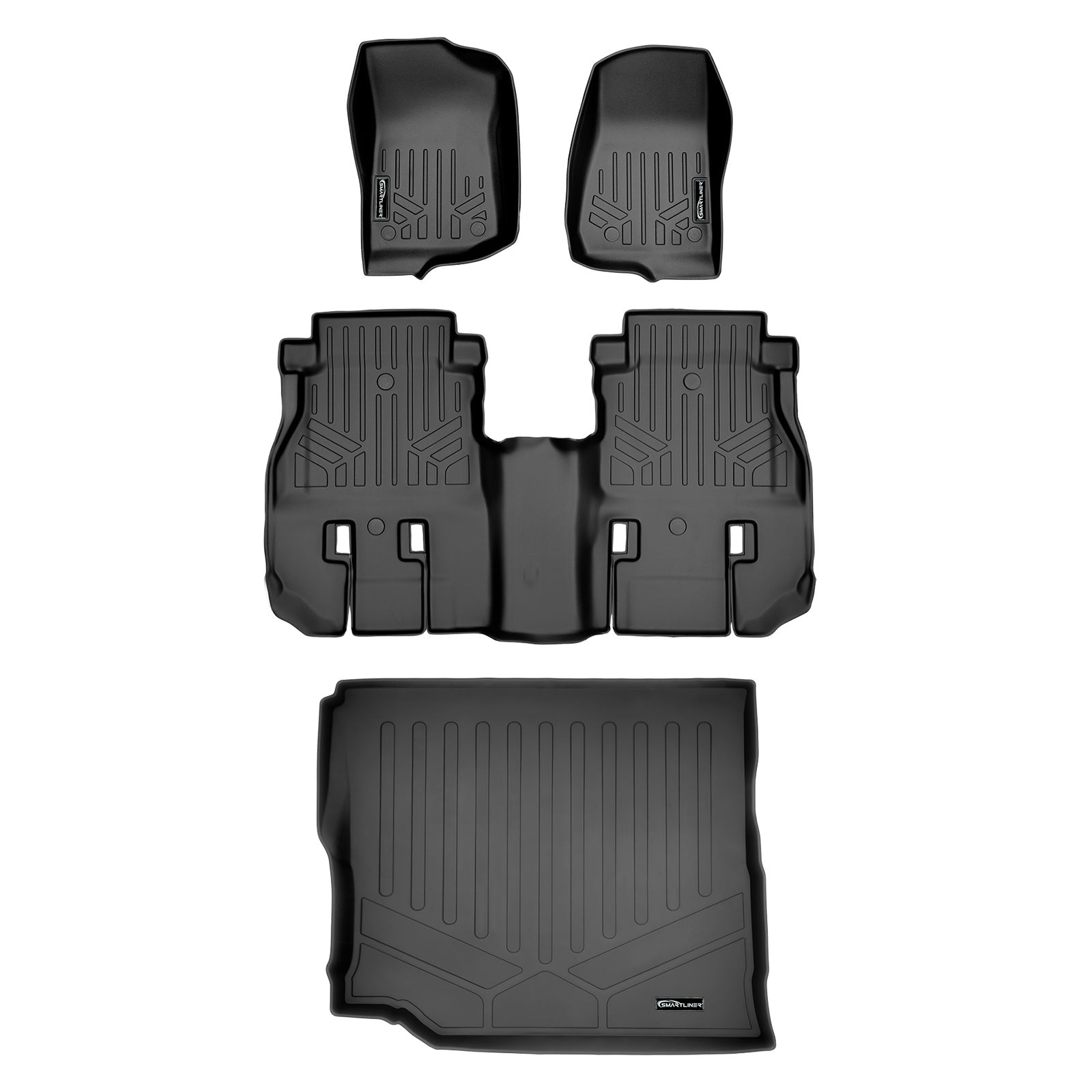 SMARTLINER 2018 - 2018 Jeep Wrangler 4 Door and Unlimited and JL Custom Fit Floor Liners - 1st, 2nd & 3rd Rows - W/ Sub