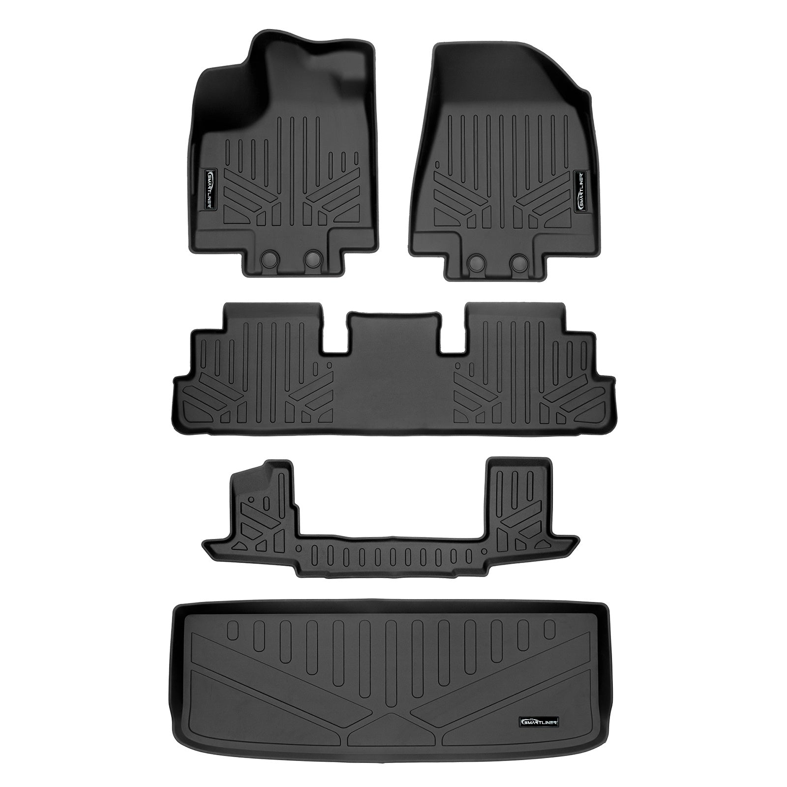 SMARTLINER 2022 - 2025 Nissan Pathfinder 7 Passenger and 8 Passenger Custom Fit Floor Liners - 1st, 2nd, 3rd & 4th Rows - 3rd Seat Up