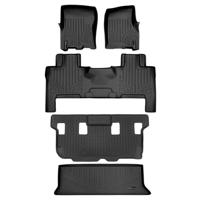 SMARTLINER 2011 - 2017 Lincoln Navigator 7 Passenger and 8 Passenger Custom Fit Floor Liners - 1st, 2nd, 3rd & 4th Rows - 3rd Seat Up