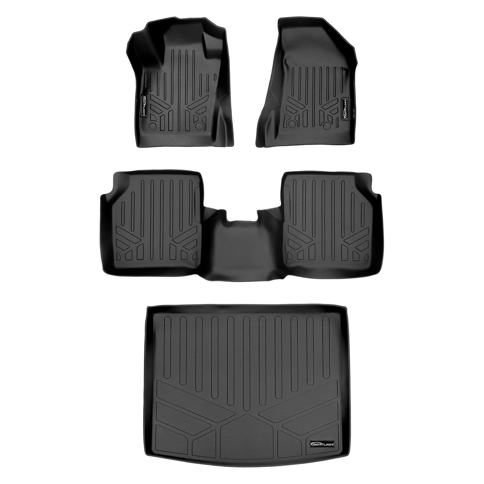 SMARTLINER 2017 - 2025 Jeep Compass New Body Style Custom Fit Floor Liners - 1st, 2nd & 3rd Rows - Upper Deck