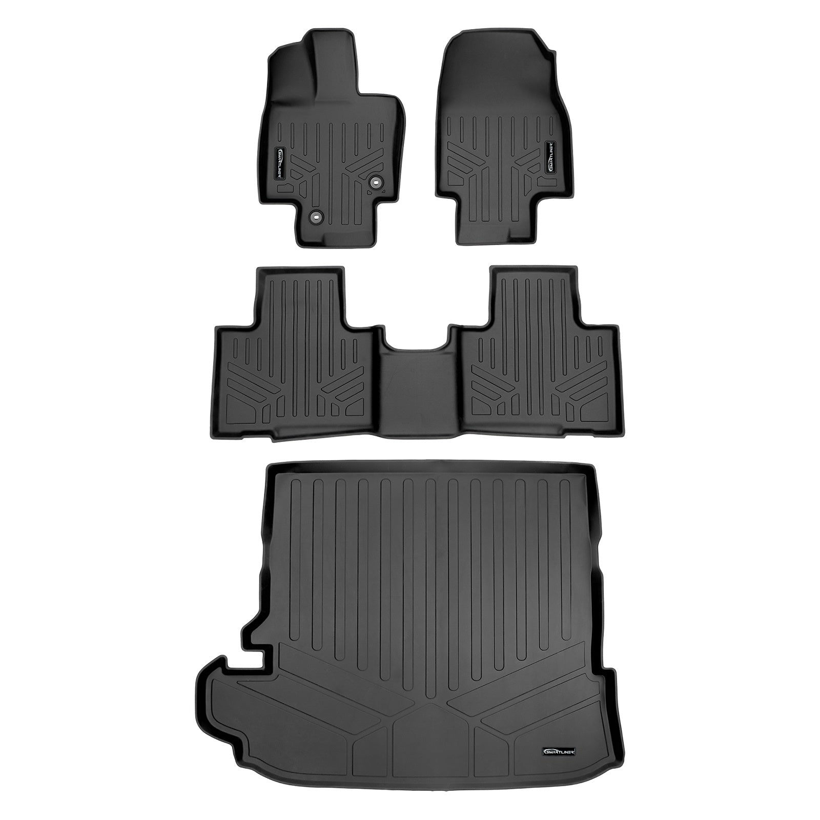 SMARTLINER 2020 - 2025 Toyota Highlander All Configurations Custom Fit Floor Liners - 1st, 2nd & 3rd Rows - 3rd Seat Down - No Sub