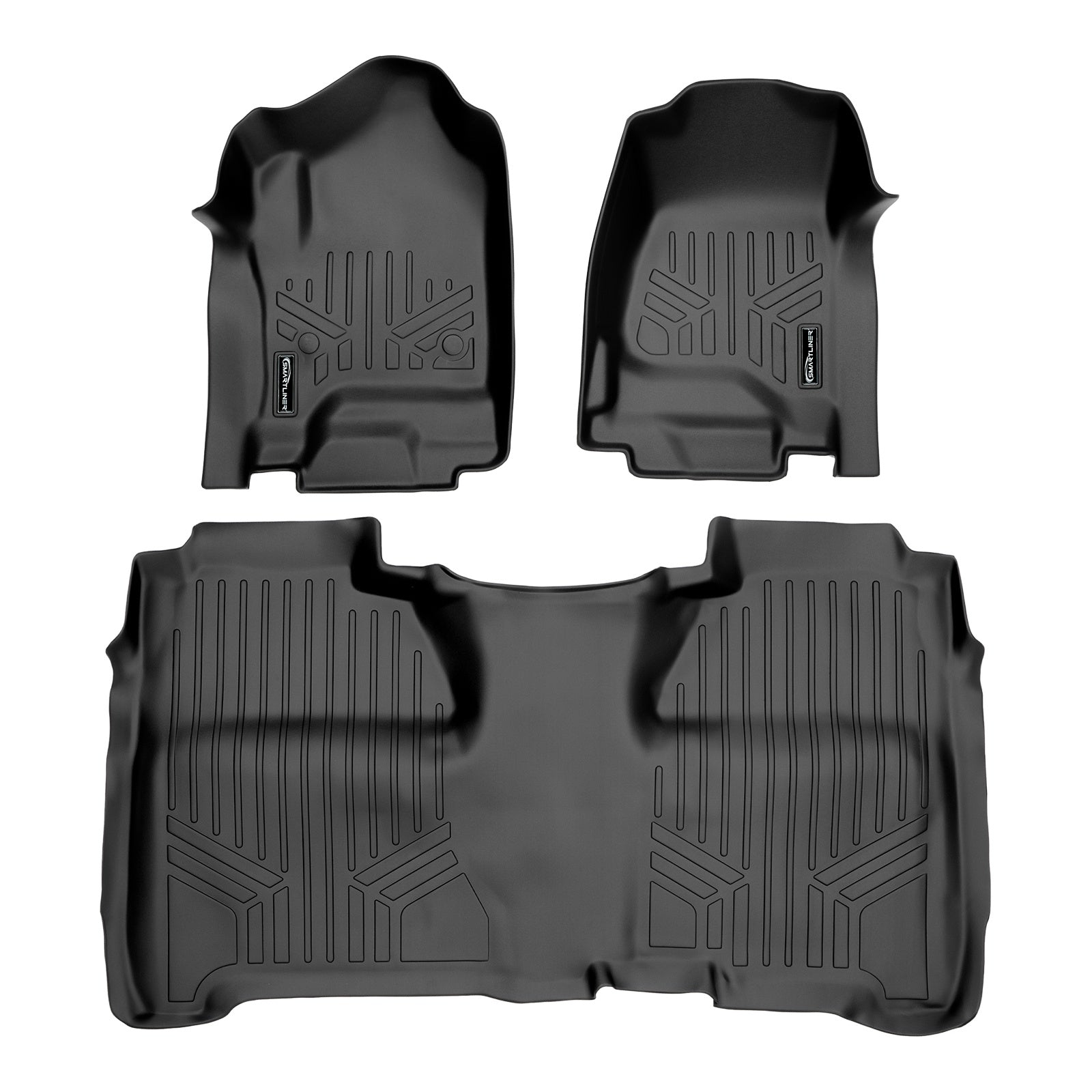 SMARTLINER 2015 - 2019 Chevrolet Silverado 3500 HD Crew Cab Custom Fit Floor Liners - 1st & 2nd Rows - Fits Bench or Bucket - Full 2nd Row - No Hump