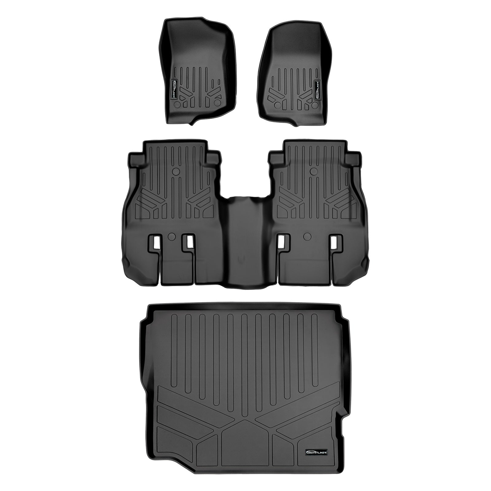 SMARTLINER 2019 - 2025 Jeep Wrangler 4 Door and Unlimited Custom Fit Floor Liners - 1st, 2nd & 3rd Rows - 3rd Seat Down