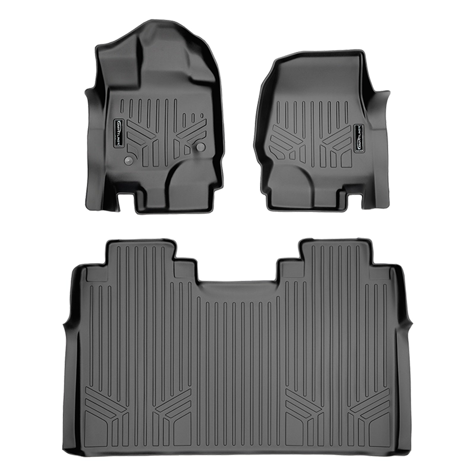 SMARTLINER 2015 - 2025 Ford F-150 Super Crew Custom Fit Floor Liners - 1st & 2nd Rows - No Hump - No Storage