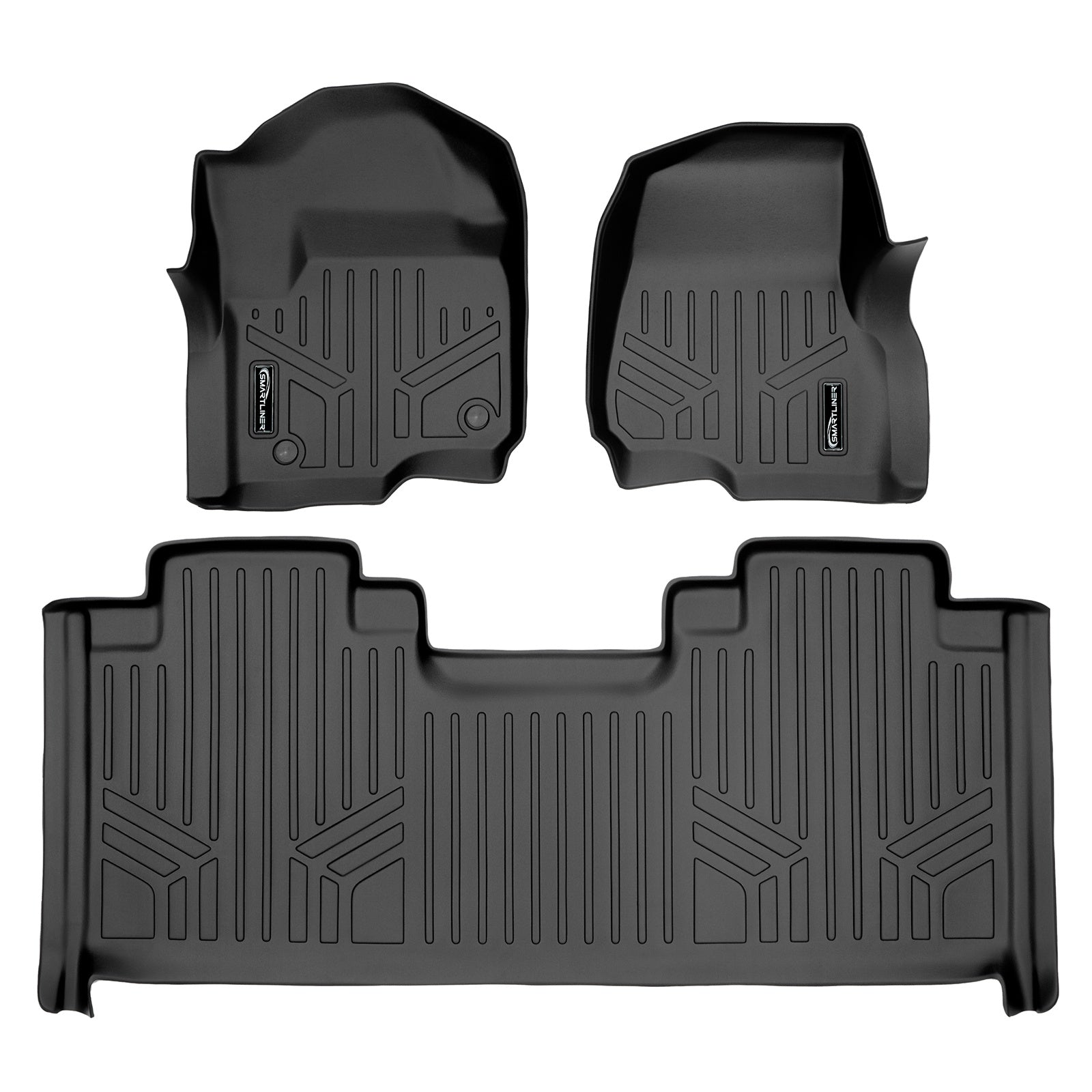 SMARTLINER 2017 - 2025 Ford F-450 Super Cab Custom Fit Floor Liners - 1st & 2nd Rows - No Hump - Carpet Only