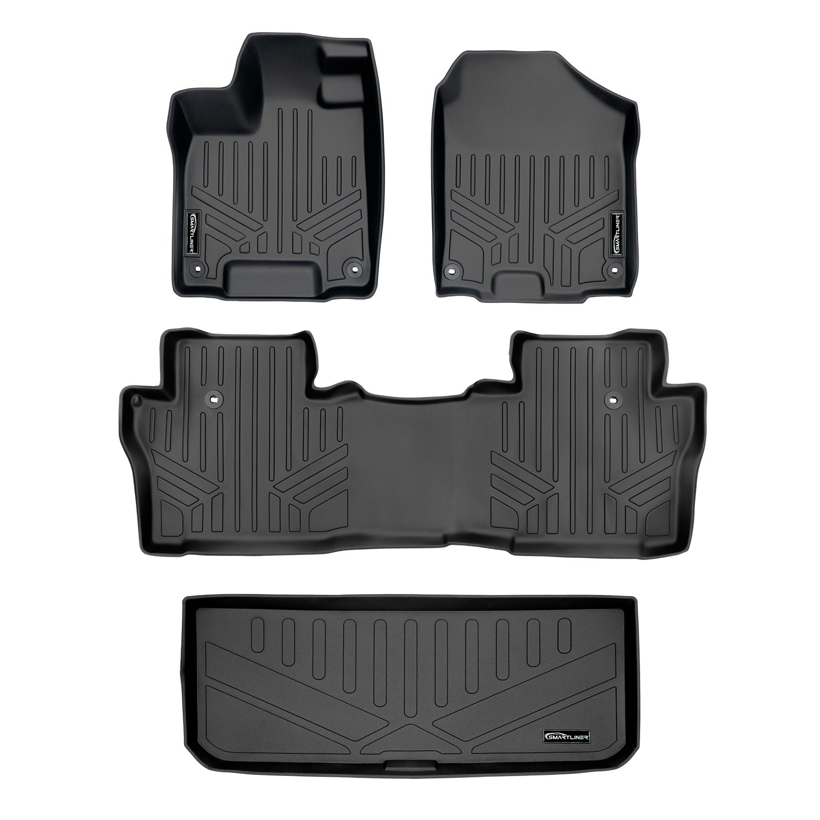 SMARTLINER 2016 - 2022 Honda Pilot All Configurations Custom Fit Floor Liners - 1st, 2nd & 3rd Rows - Lower Deck