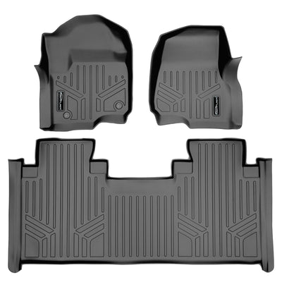SMARTLINER 2017 - 2025 Ford F-450 Super Cab Custom Fit Floor Liners - 1st & 2nd Rows - No Hump - Carpet Only