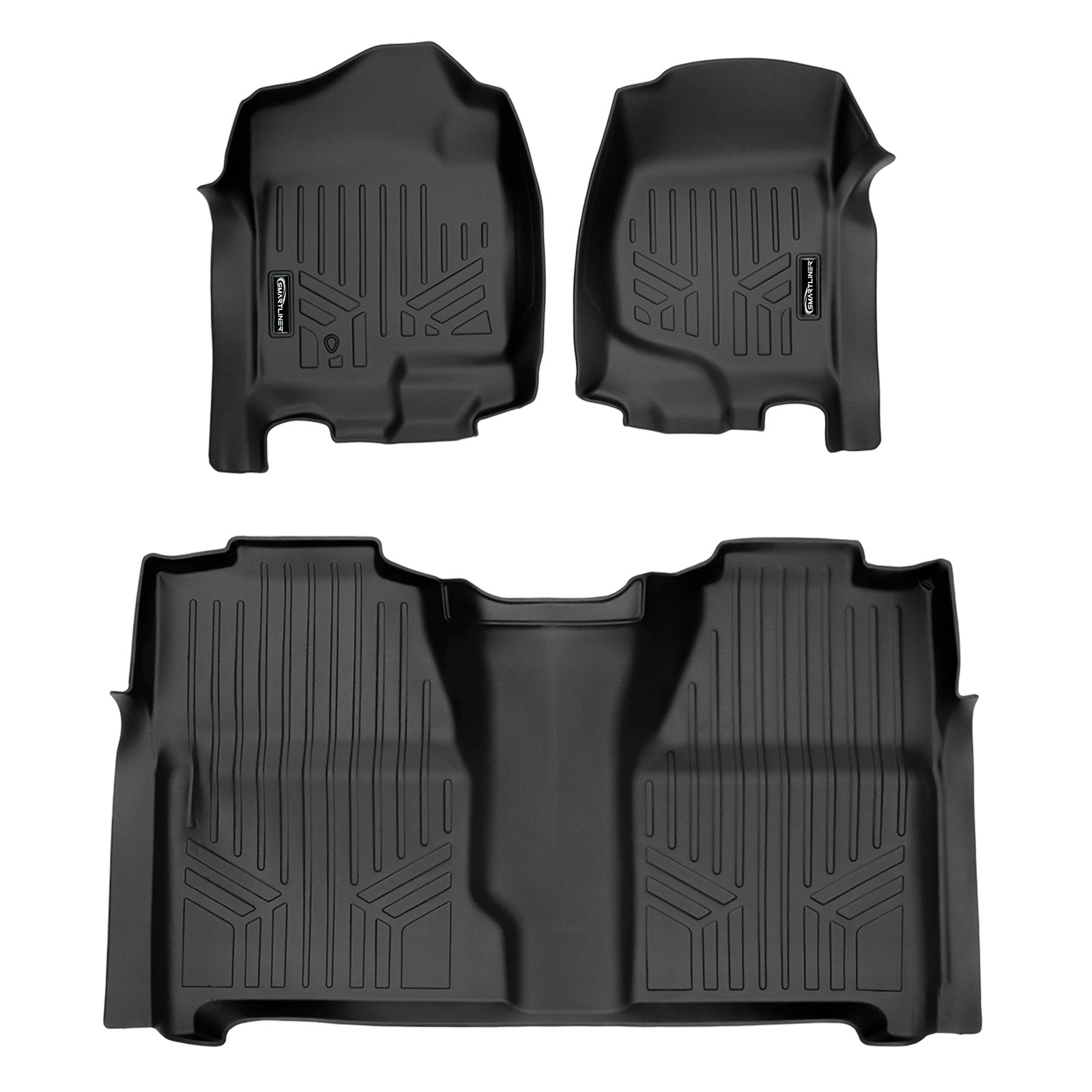 SMARTLINER 2007 - 2014 Chevrolet Silverado 3500 HD Crew Cab Custom Fit Floor Liners - 1st & 2nd Rows - Over Hump