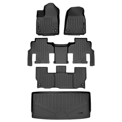 SMARTLINER 2022 - 2025 Jeep Wagoneer 8 Passenger Custom Fit Floor Liners - 1st, 2nd, 3rd & 4th Rows - 3rd Seat Up