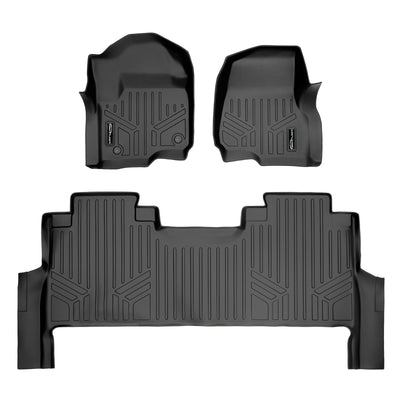 SMARTLINER 2017 - 2025 Ford F-450 Super Crew Custom Fit Floor Liners - 1st & 2nd Rows - No Hump - Carpet Only - W/ Storage