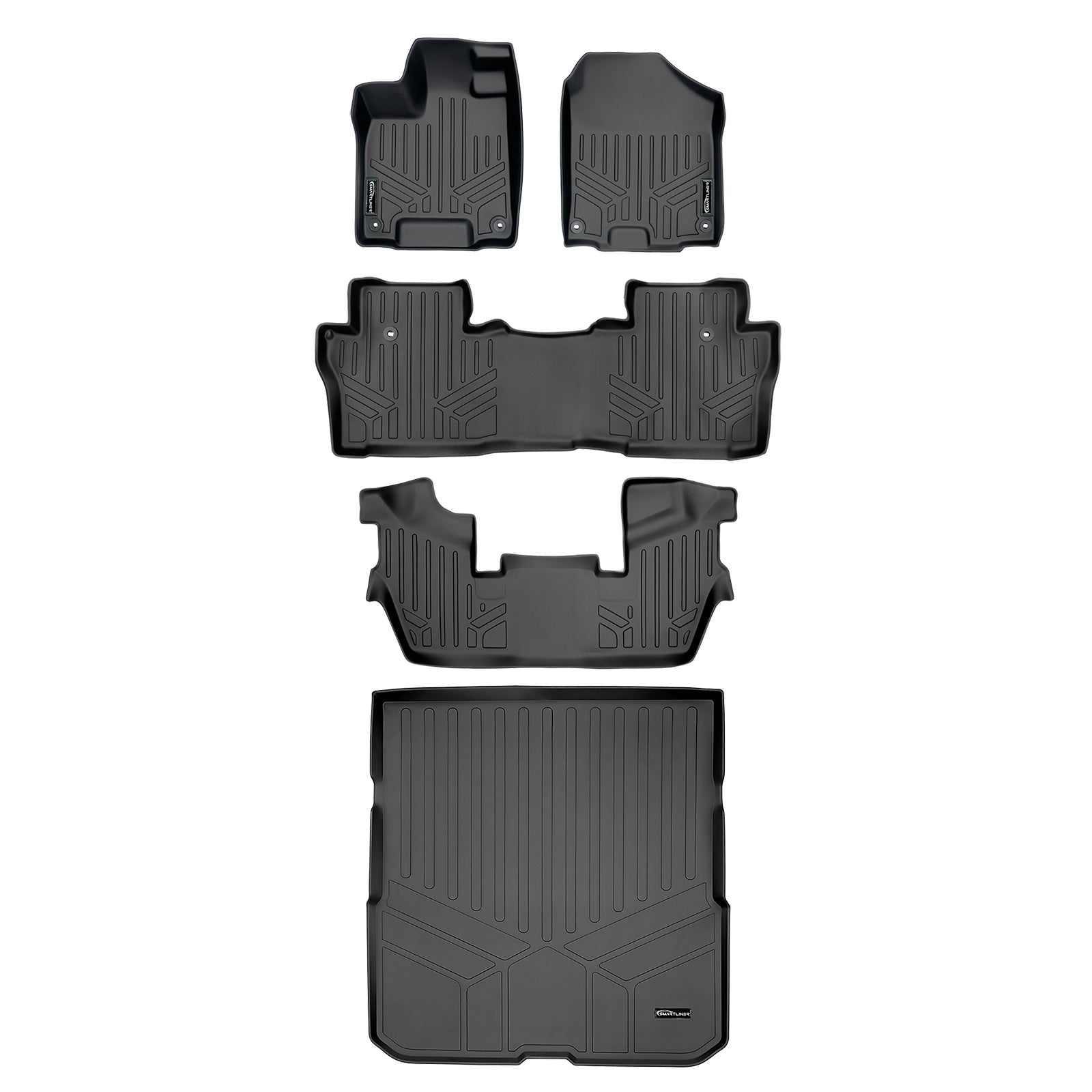 SMARTLINER 2016 - 2022 Honda Pilot 7 Passenger and 8 Passenger Custom Fit Floor Liners - 1st, 2nd, 3rd & 4th Rows