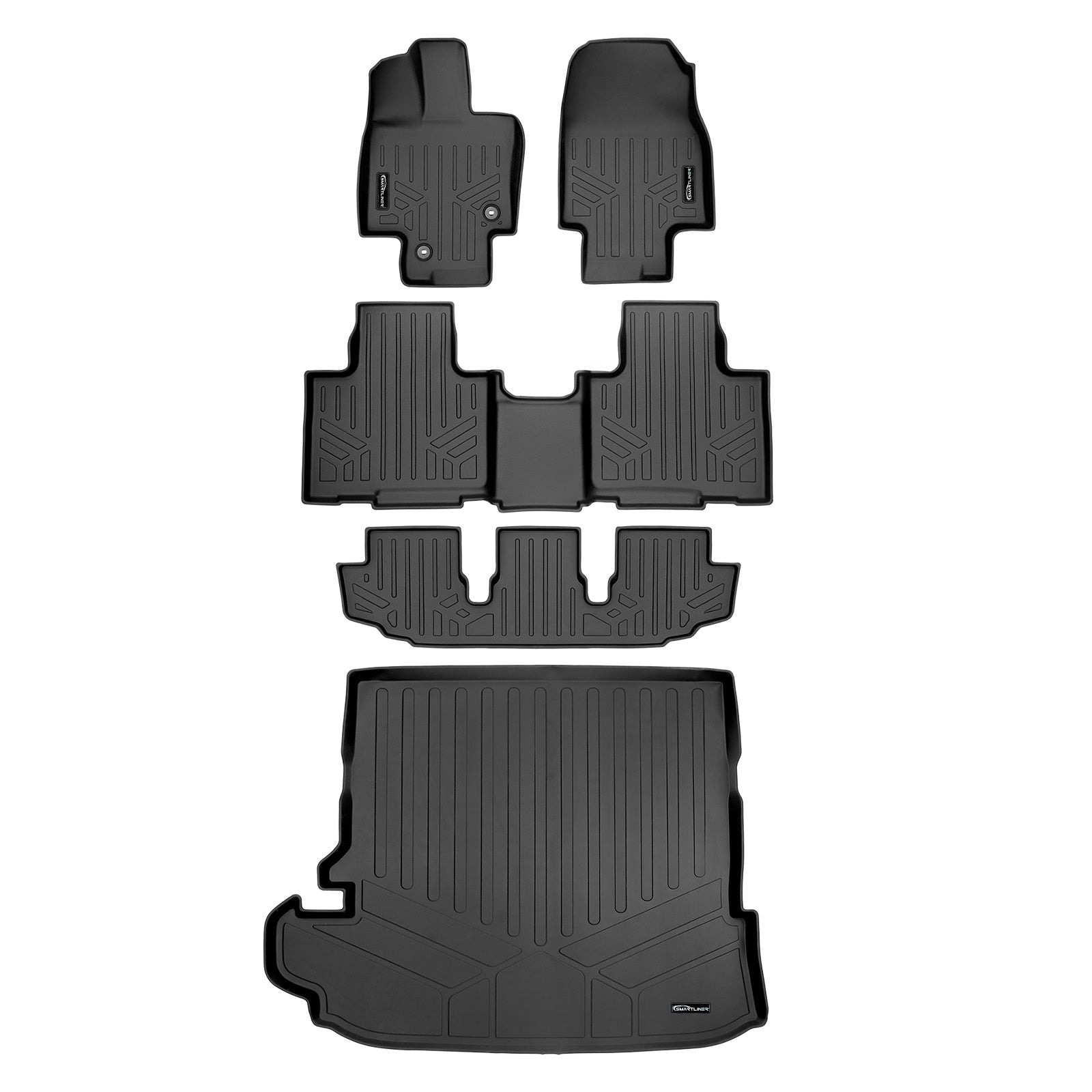 SMARTLINER 2020 - 2025 Toyota Highlander All Configurations Custom Fit Floor Liners - 1st, 2nd, 3rd & 4th Rows - 3rd Seat Down - No Sub