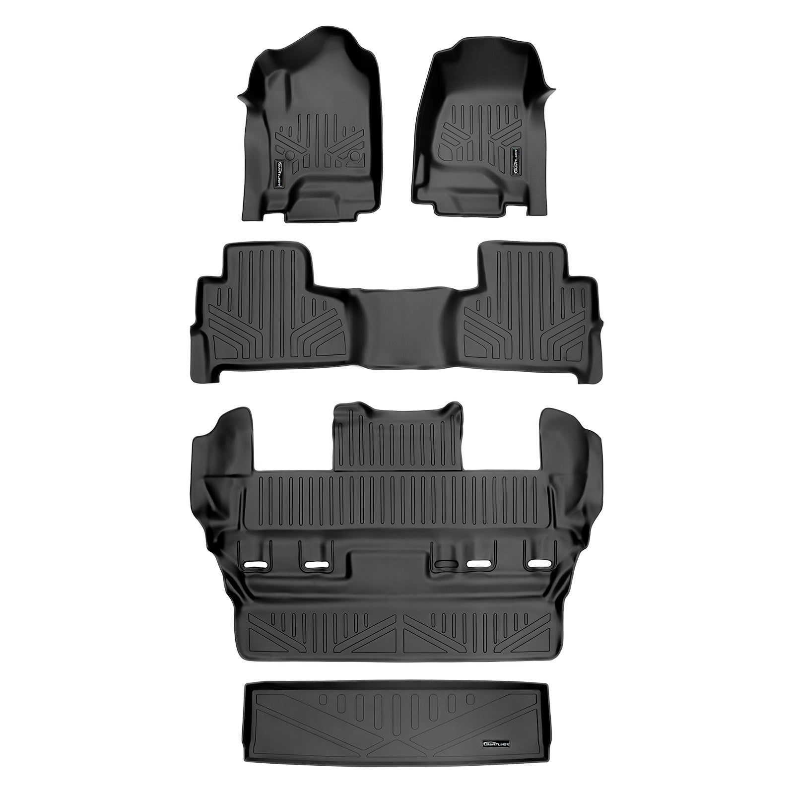 SMARTLINER 2015 - 2020 Chevrolet Tahoe 7 Passenger Custom Fit Floor Liners - 1st, 2nd, 3rd & 4th Rows - Standard Bucket