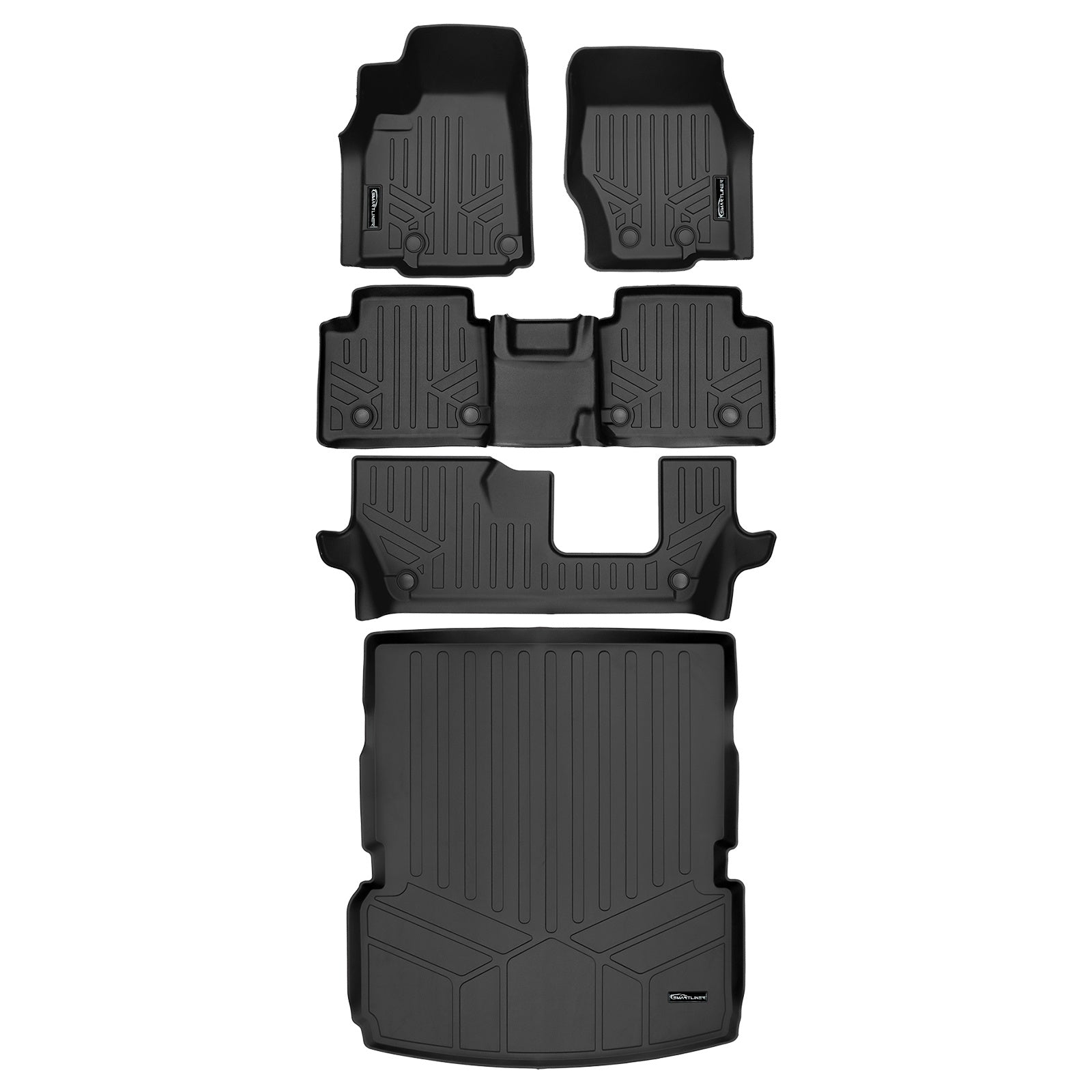 SMARTLINER 2021 - 2025 Jeep Grand Cherokee L 7 Passenger Custom Fit Floor Liners - 1st, 2nd, 3rd & 4th Rows