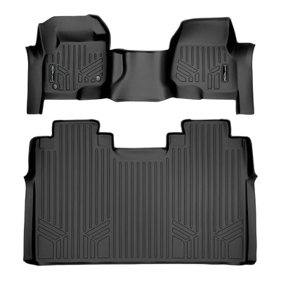 SMARTLINER 2017 - 2025 Ford F-450 Super Crew Custom Fit Floor Liners - 1st & 2nd Rows - Over Hump - Carpet Only - No Storage