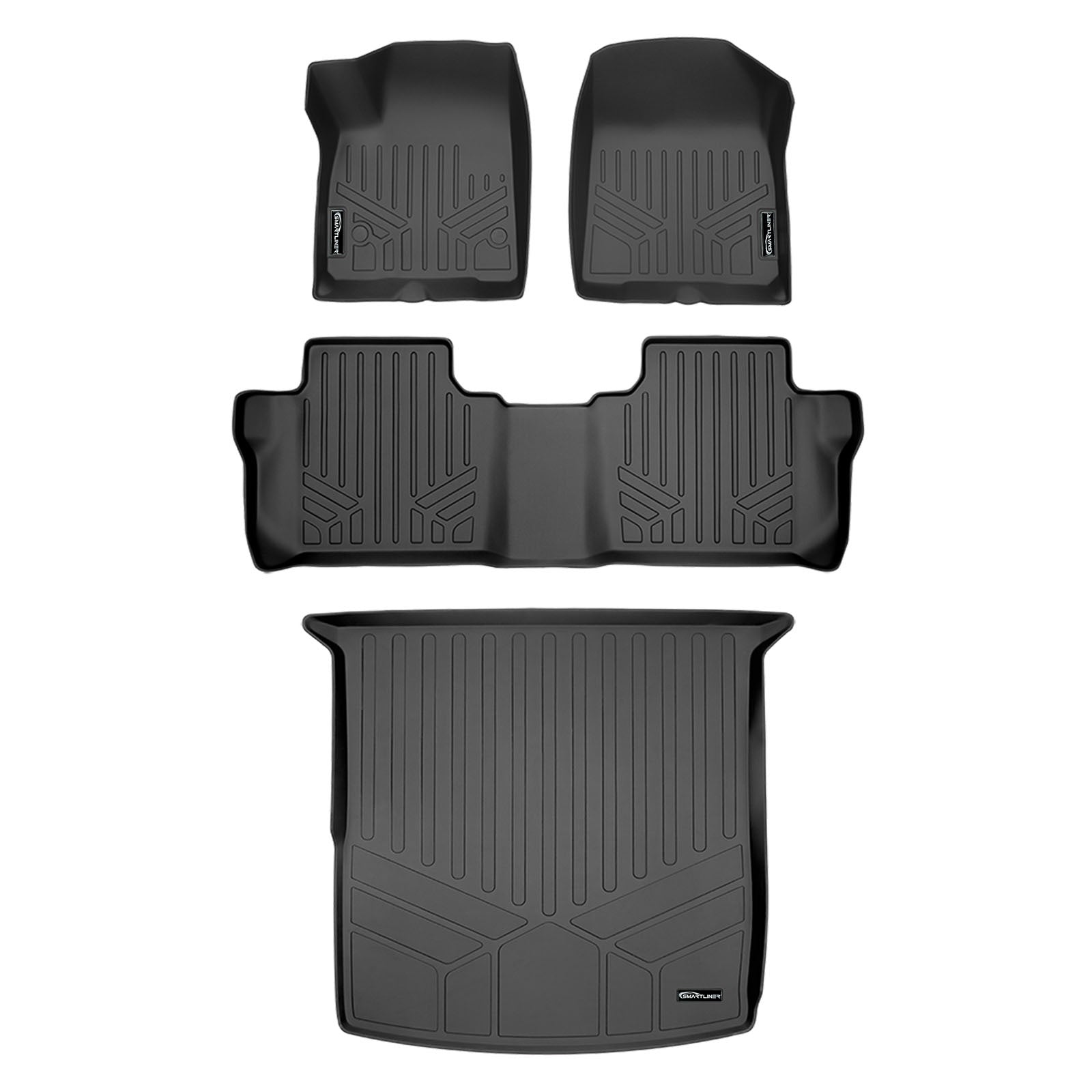 SMARTLINER 2017 - 2023 GMC Acadia 5 Passenger Custom Fit Floor Liners - 1st, 2nd & 3rd Rows - 3rd Seat Down