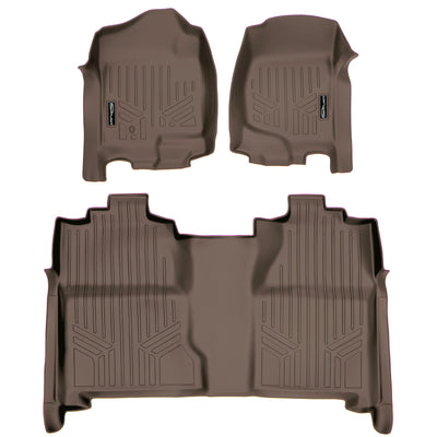 SMARTLINER 2007 - 2014 Chevrolet Silverado 3500 HD Crew Cab Custom Fit Floor Liners - 1st & 2nd Rows - Fits Bench or Bucket - No Hump