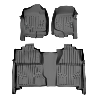 SMARTLINER 2007 - 2014 Chevrolet Silverado 3500 HD Crew Cab Custom Fit Floor Liners - 1st & 2nd Rows - Fits Bench or Bucket - No Hump
