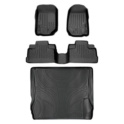 SMARTLINER 2007 - 2010 Jeep Wrangler 4 Door and Unlimited Custom Fit Floor Liners - 1st, 2nd & 3rd Rows - 3rd Seat Down
