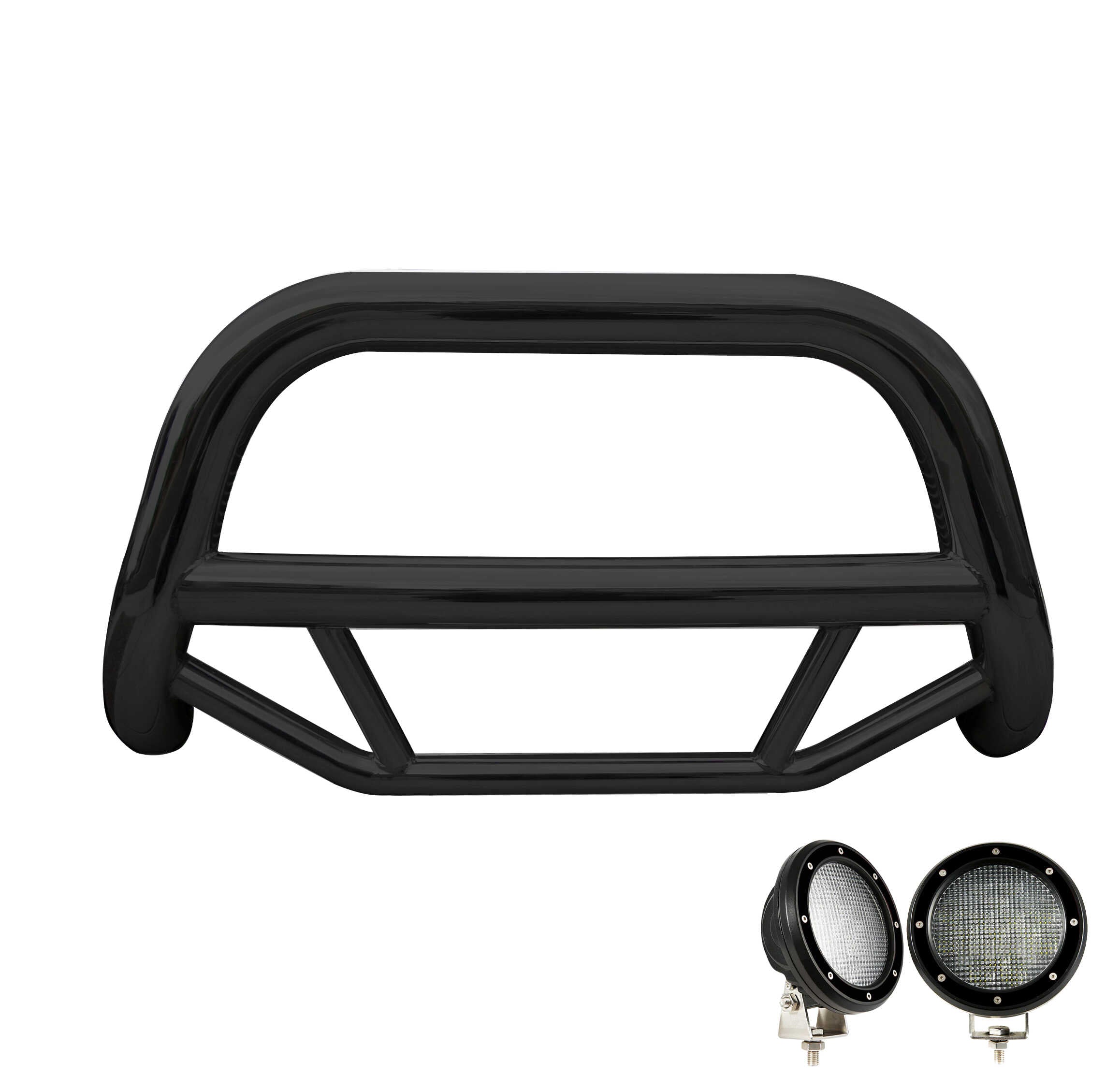 2003-2026 Ford Expedition / Lincoln Navigator Max Bull Bar Kit Pair  of 5.3" Dia. LED Flood Lights w/ Black Trim Rings Wiring Harness  and Switch | Black Horse Off Road - Image 2