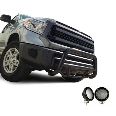 2007-2022 Toyota Sequoia Max Bull Bar Kit Pair  of 5.3" Dia. LED Flood Lights w/ Black Trim Rings Wiring Harness  and Switch | Black Horse Off Road - Image 1