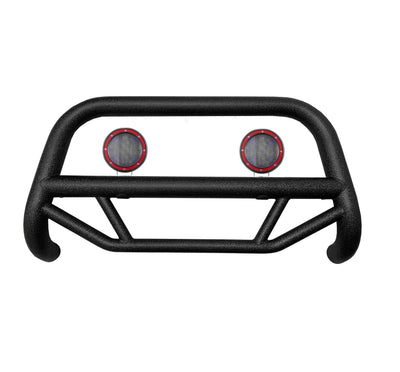 2017-2025 Ford F-250 Super Duty Max T Bull Bar Kit Pair  of 5.3" Dia. LED Flood Lights w/ Red Trim Rings Wiring Harness  and Switch | Black Horse Off Road - Image 1