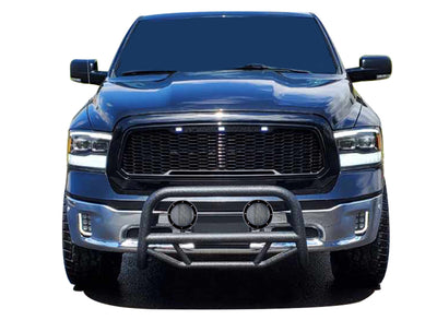 2009-2024 Dodge Ram 1500 Max T Bull Bar Kit Pair  of 5.3" Dia. LED Flood Lights w/ Black Trim Rings Wiring Harness  and Switch | Black Horse Off Road - Image 1