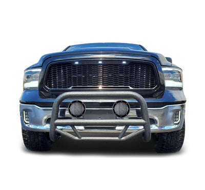 2009-2024 Dodge Ram 1500 Max T Bull Bar Kit Pair  of 5.3" Dia. LED Flood Lights w/ Black Trim Rings Wiring Harness  and Switch | Black Horse Off Road - Image 2