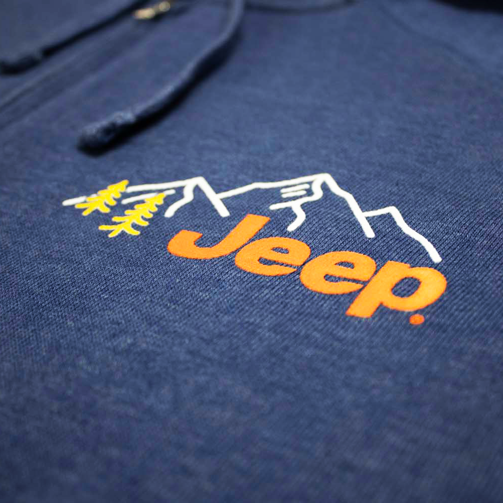 Mens Jeep® Never Stop Exploring Zip French Terry Hooded Sweatshirt - Denim