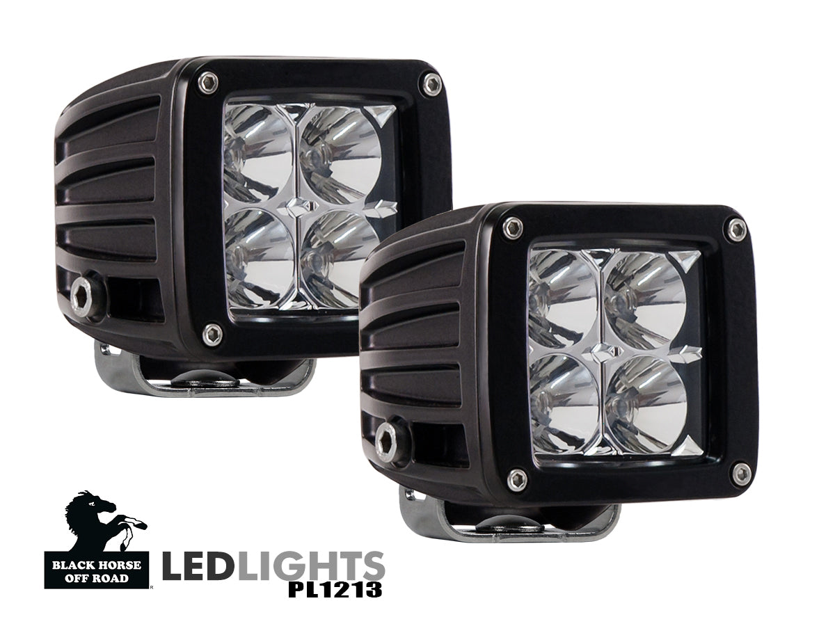 Universal  Led 4" Cube Lights With Wiring Kit And A Switch Spot and Flood | Black Horse Off Road - Image 1