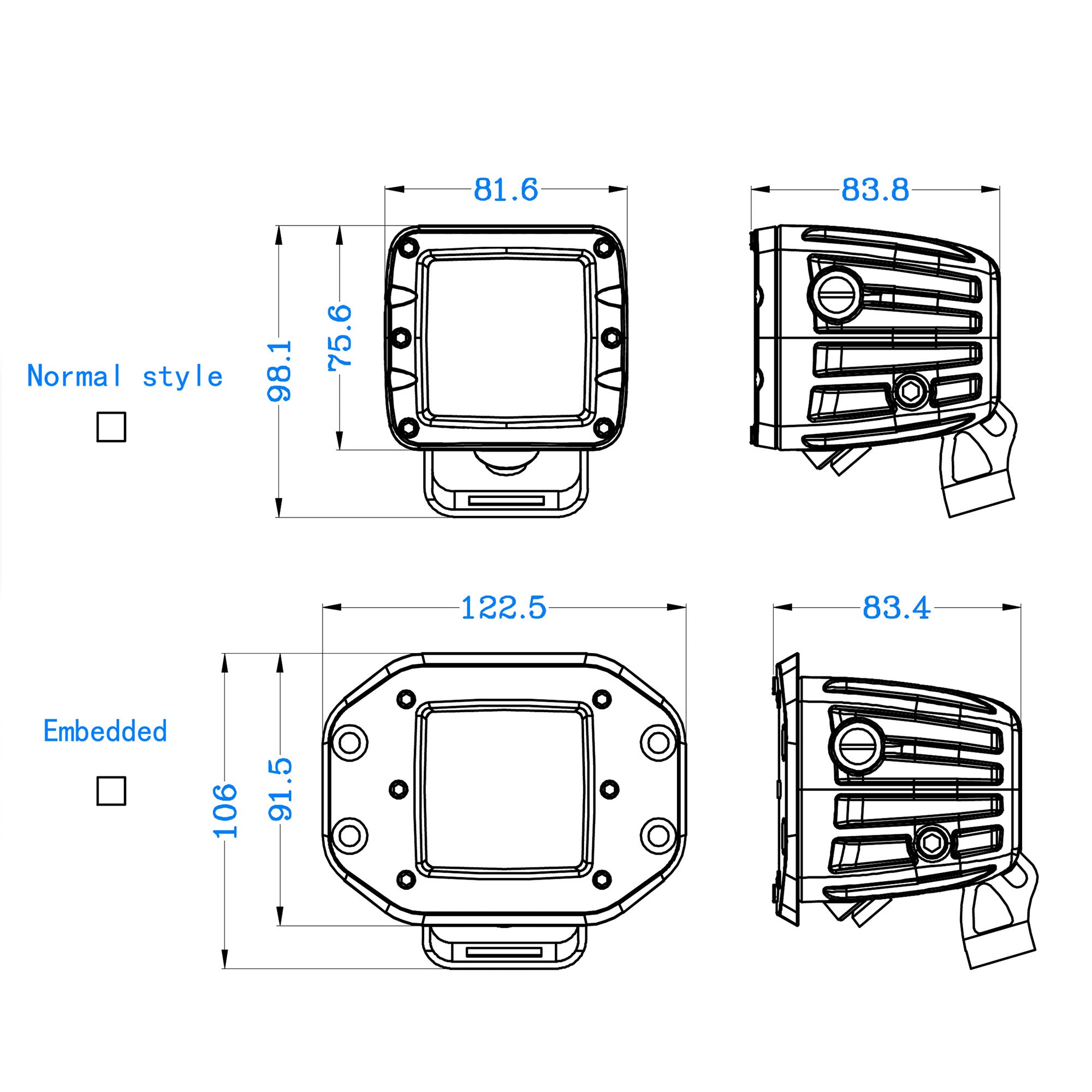 Universal  Led 2" Cube Lights With Pair Wiring Flood | Black Horse Off Road - Image 2
