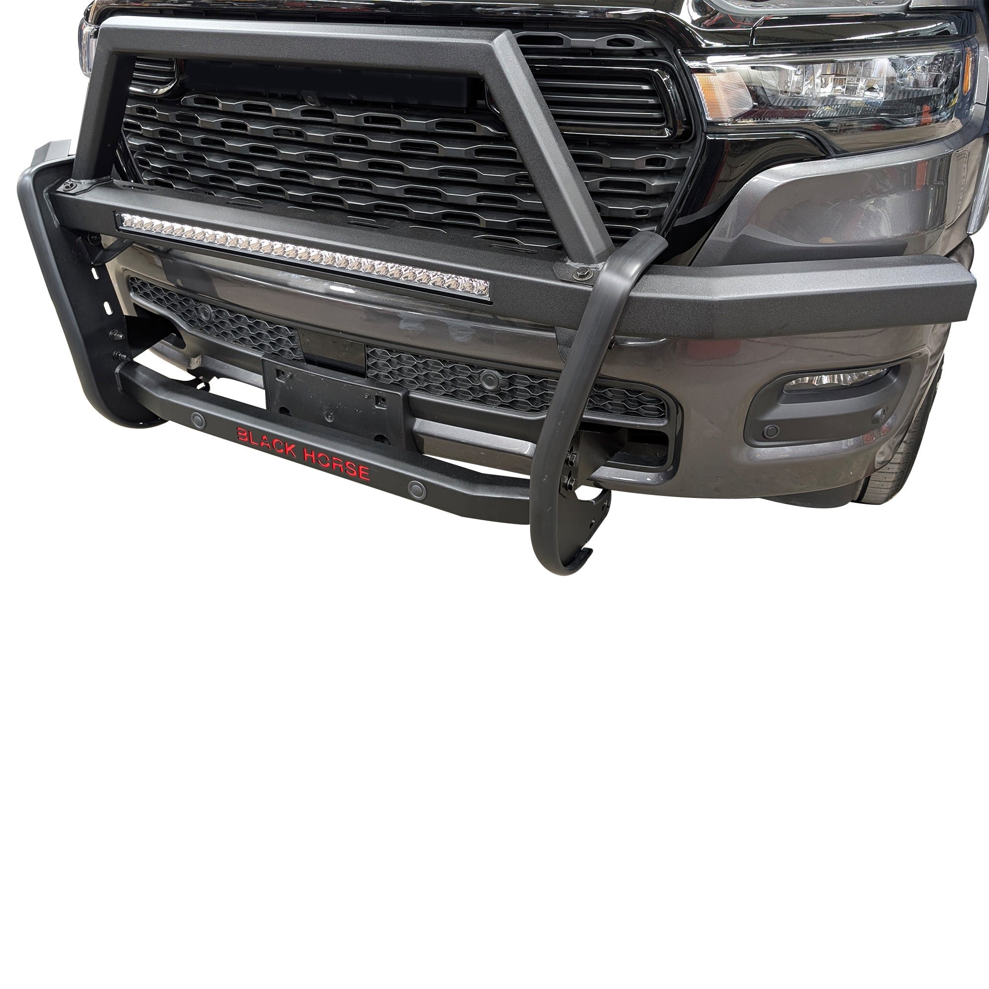2019-2025 Dodge Ram 1500 Rambler Grille Guard Kit Modular Includes 30" LED Bar Single Row | Black Horse Off Road - Image 7