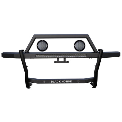 2022-2026 Toyota Tundra Rambler Grille Guard Kit Modular Includes 30" LED Bar Single Row & a set of 5.3" Dia. LED Flood Lights w/ Black Trim Rings Wiring Harness  and Switch | Black Horse Off Road - Image 1