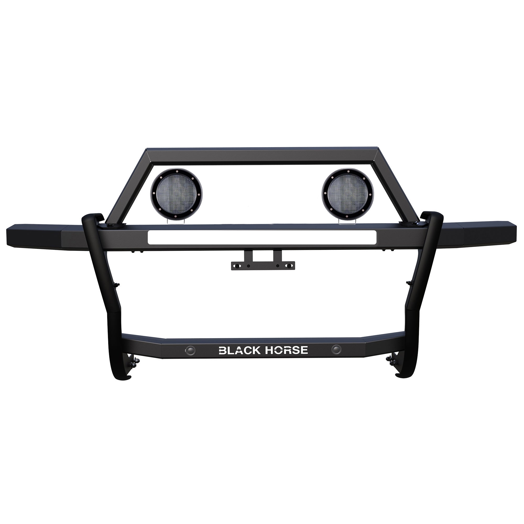 2022-2026 Toyota Tundra Rambler Grille Guard Kit Modular Includes a set of 5.3" Dia. LED Flood Lights w/ Black Trim Rings Wiring Harness  and Switch | Black Horse Off Road - Image 1
