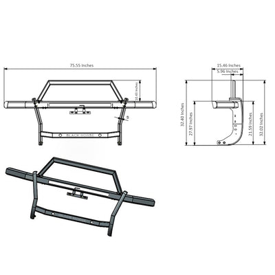 2021-2025 Ford Bronco Rambler Grille Guard Kit Modular Includes 30" LED Bar Single Row & a set of 5.3" Dia. LED Flood Lights w/ Black Trim Rings Wiring Harness  and Switch | Black Horse Off Road - Image 9
