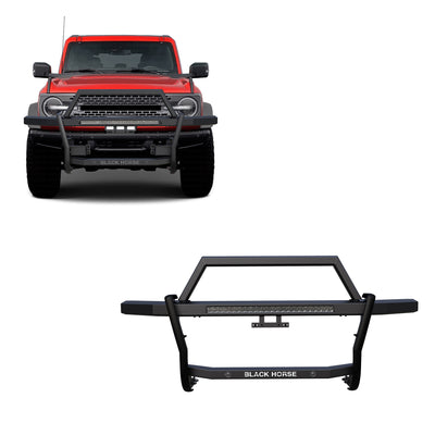 2021-2025 Ford Bronco Rambler Grille Guard Kit Modular Includes 30" LED Bar Single Row | Black Horse Off Road - Image 1