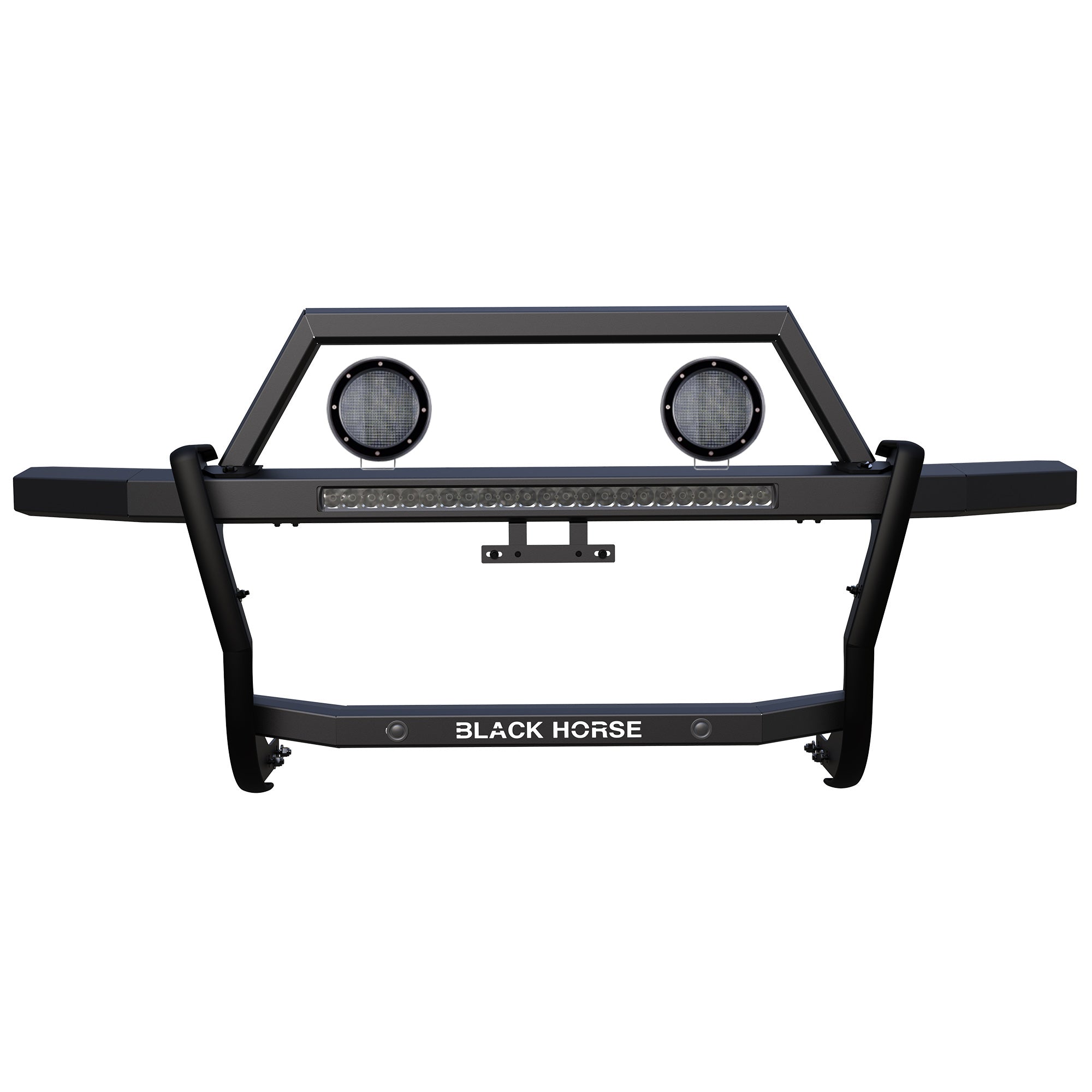 2010-2024 Toyota 4Runner Rambler Grille Guard Kit Modular Includes 30" LED Bar Single Row & a set of 5.3" Dia. LED Flood Lights w/ Black Trim Rings Wiring Harness  and Switch | Black Horse Off Road - Image 10