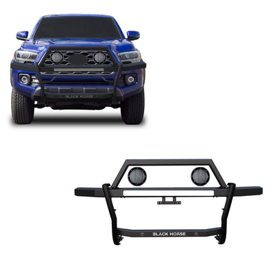 2010-2024 Toyota 4Runner Rambler Grille Guard Kit Modular Includes a set of 5.3" Dia. LED Flood Lights w/ Black Trim Rings Wiring Harness  and Switch | Black Horse Off Road - Image 1