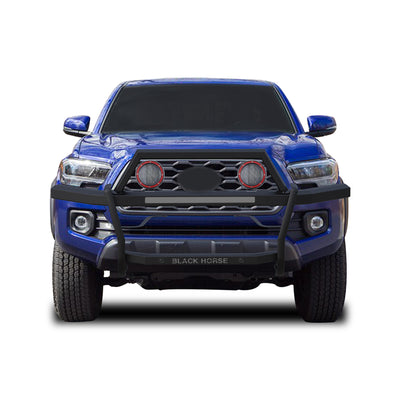 2010-2024 Toyota 4Runner Rambler Grille Guard Kit Modular Includes a set of 5.3" Dia. LED Flood Lights w/ Red Trim Rings Wiring Harness  and Switch | Black Horse Off Road - Image 6