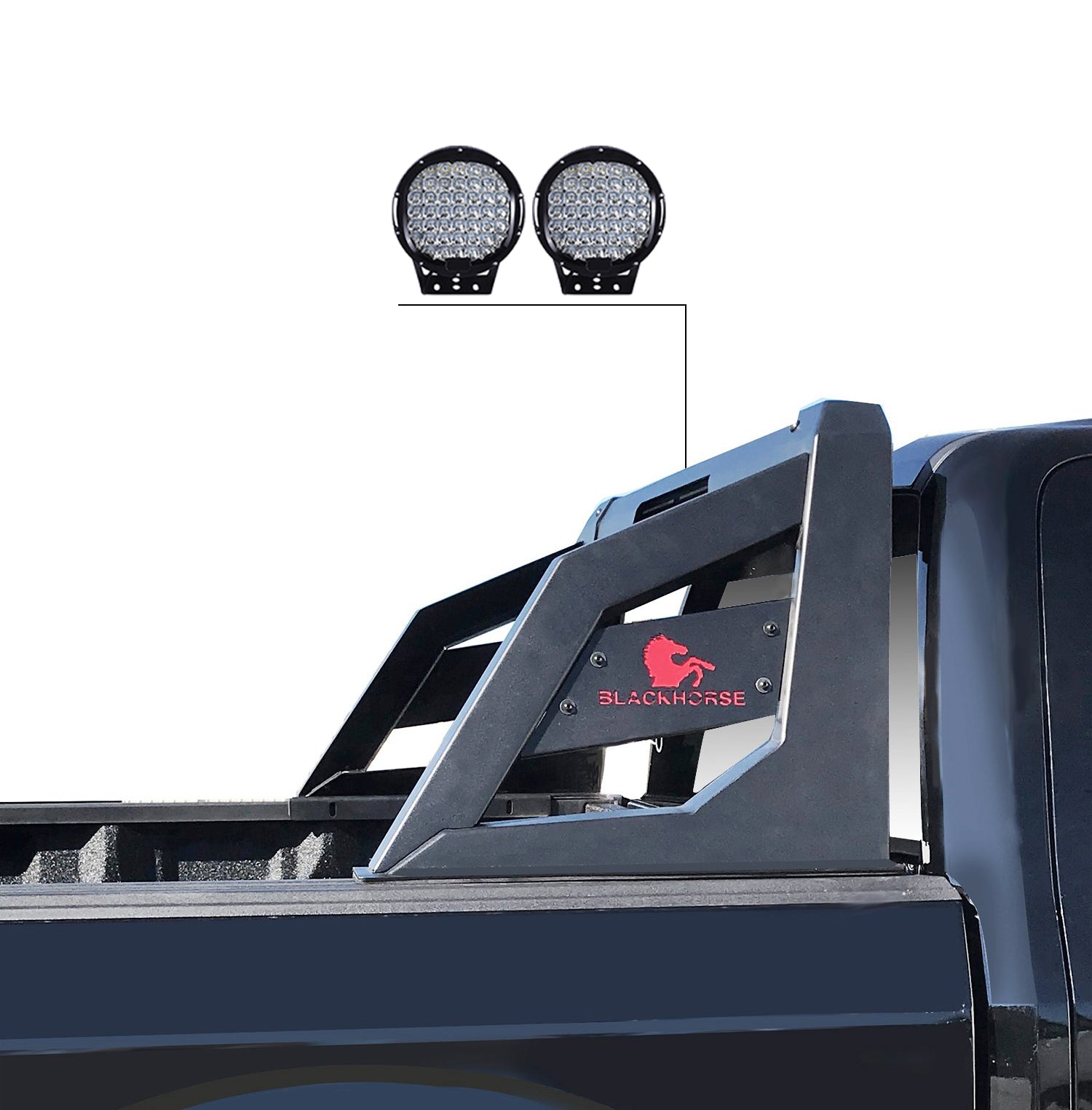 Armour Roll Bar Kit W/ Set of 9" Black Round LED Light | Black Horse Off Road - Image 4