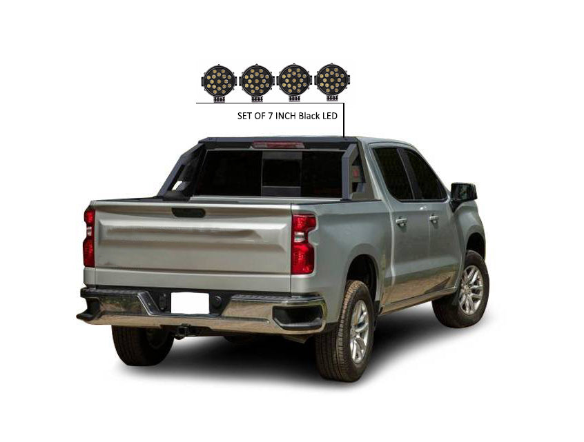Armour Roll Bar Kit Incl. 2 pairs of 7.0"Dia.  LED  Lights w/ Black Trim Rings w/ Wiring Harness and Switch | Black Horse Off Road - Image 8