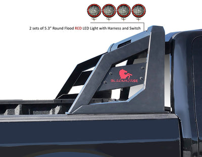 Armour Roll Bar Kit 2 sets of 5.3" Dia.  Black LED Flood Lights w/ Harness and Switch | Black Horse Off Road - Image 2
