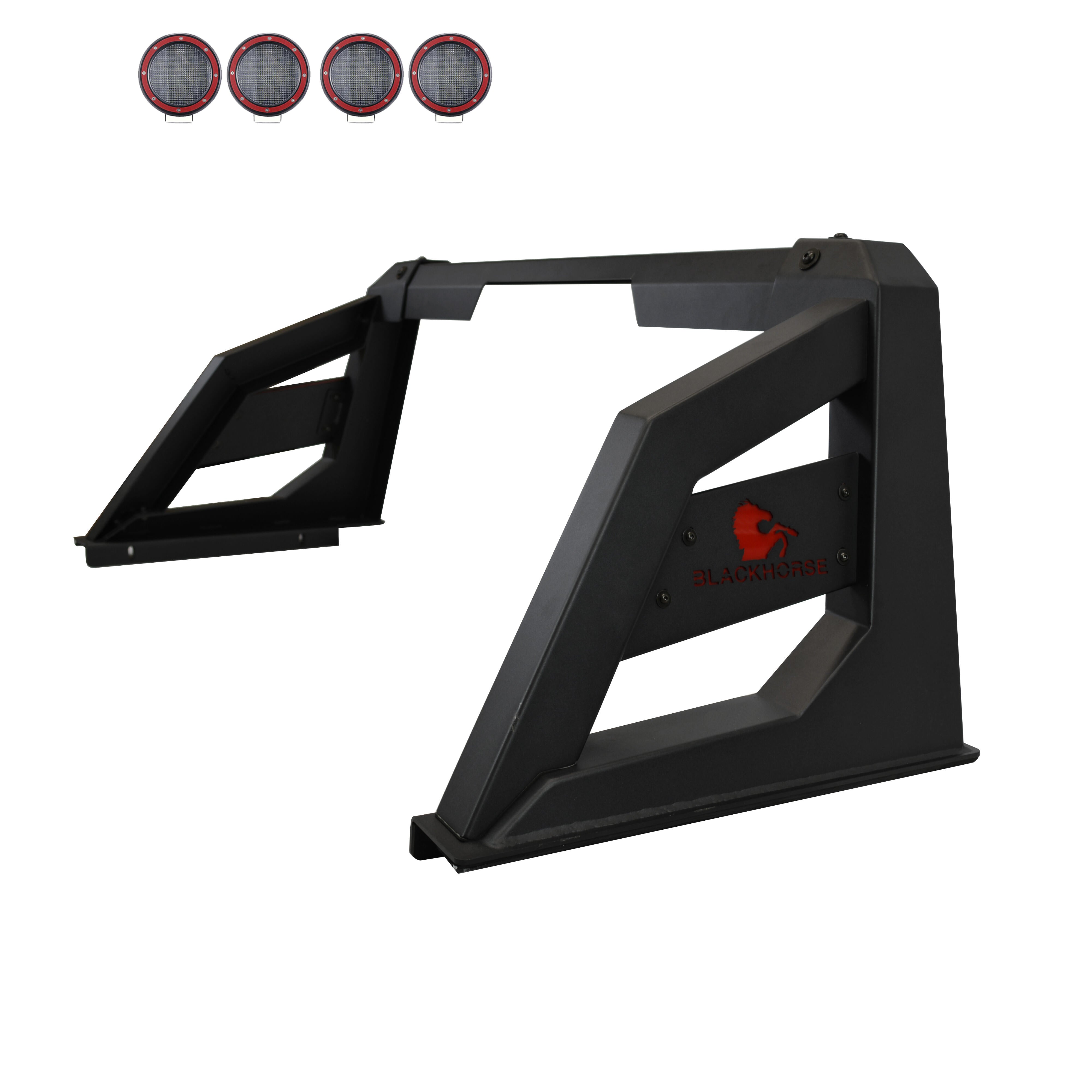 Armour Roll Bar Kit 2 sets of 5.3" Dia.  Black LED Flood Lights w/ Harness and Switch | Black Horse Off Road - Image 5
