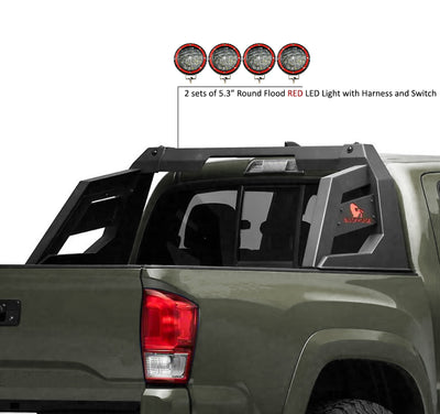 2015-2026 Canyon Armour Roll Bar Kit 2 sets of 5.3" Dia.  Black LED Flood Lights w/ Harness and Switch | Black Horse Off Road - Image 1