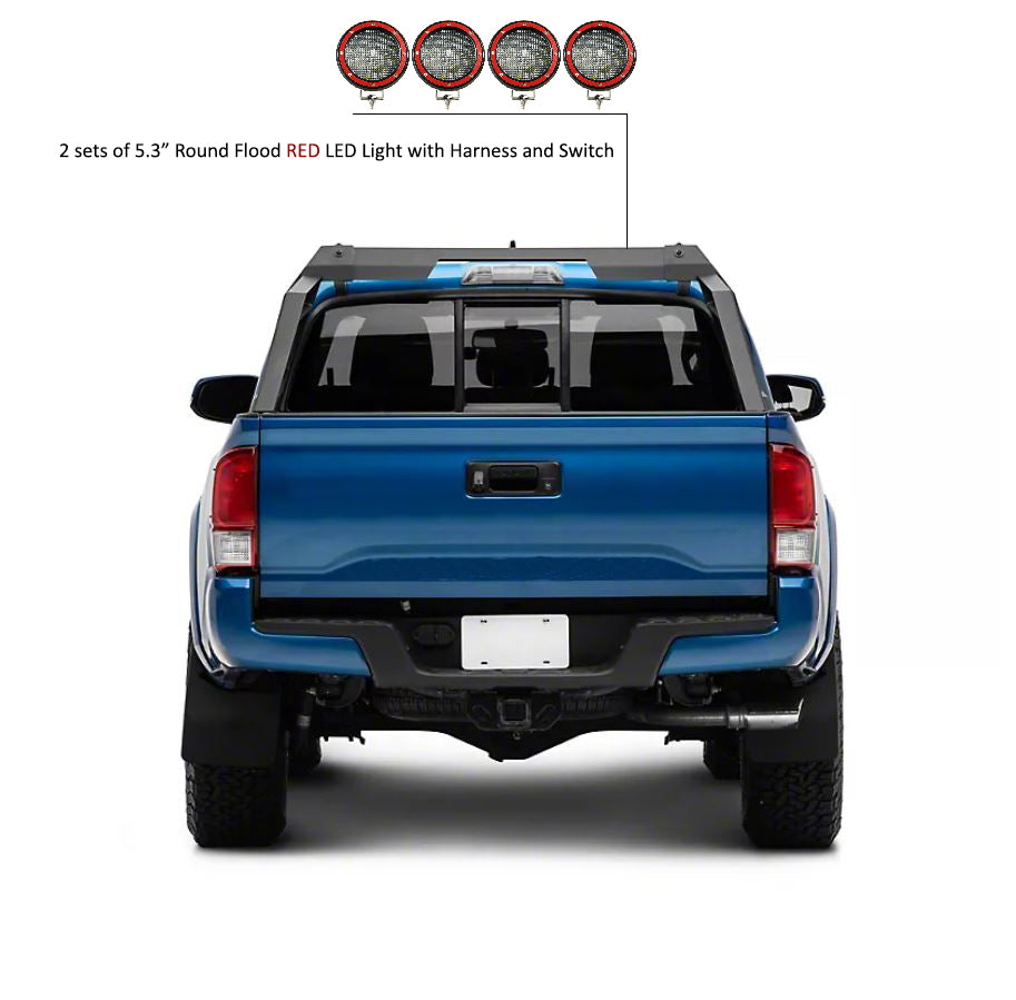 2015-2026 Canyon Armour Roll Bar Kit 2 sets of 5.3" Dia.  Black LED Flood Lights w/ Harness and Switch | Black Horse Off Road - Image 3