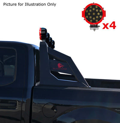 2015-2026 Canyon Armour Roll Bar Kit Incl. 2 pairs of 7.0"Dia.  LED  Lights w/Red Trim Rings w/ Wiring Harness and Switch | Black Horse Off Road - Image 3