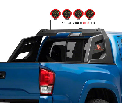2015-2026 Canyon Armour Roll Bar Kit Incl. 2 pairs of 7.0"Dia.  LED  Lights w/Red Trim Rings w/ Wiring Harness and Switch | Black Horse Off Road - Image 4