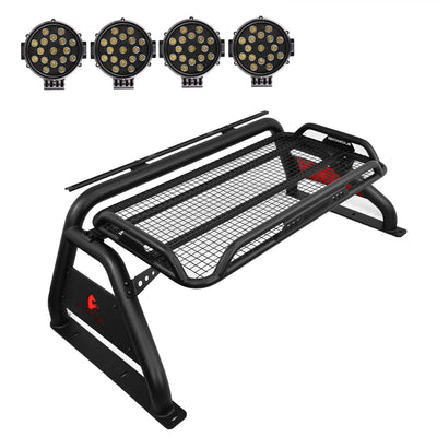 Atlas Roll Bar Kit Incl. 2 pairs of 7.0"Dia.  LED  Lights w/ Black Trim Rings w/ Wiring Harness and Switch | Black Horse Off Road - Image 10