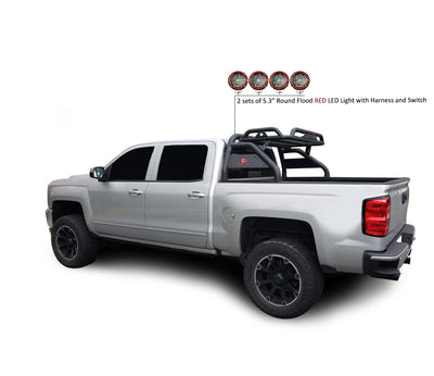 Atlas Roll Bar Kit 2 sets of 5.3" Dia.  Black LED Flood Lights w/ Harness and Switch | Black Horse Off Road - Image 9